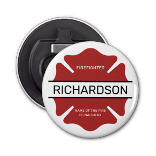 Personalised Firefighter Red Logo Symbol Bottle Opener