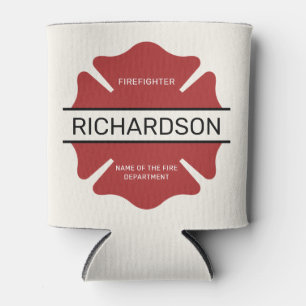 Personalised Firefighter Red Logo Symbol Can Cooler