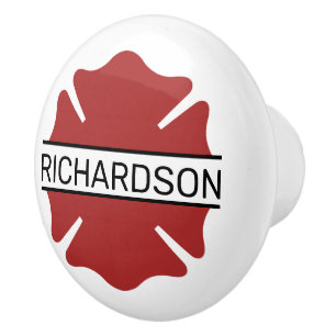 Personalised Firefighter Red Logo Symbol Ceramic Knob