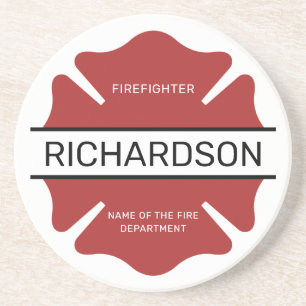 Personalised Firefighter Red Logo Symbol Coaster