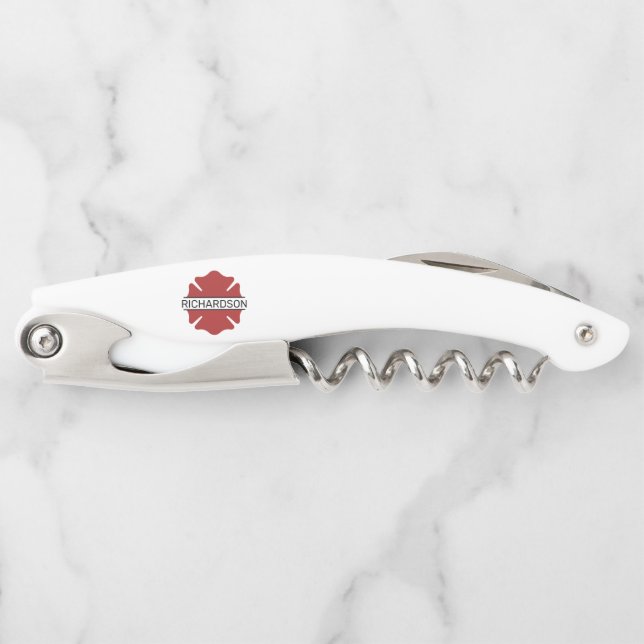Personalised Firefighter Red Logo Symbol  Corkscrew (Front)