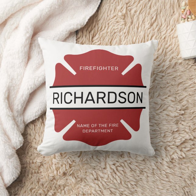 Personalised Firefighter Red Logo Symbol  Cushion (Blanket)