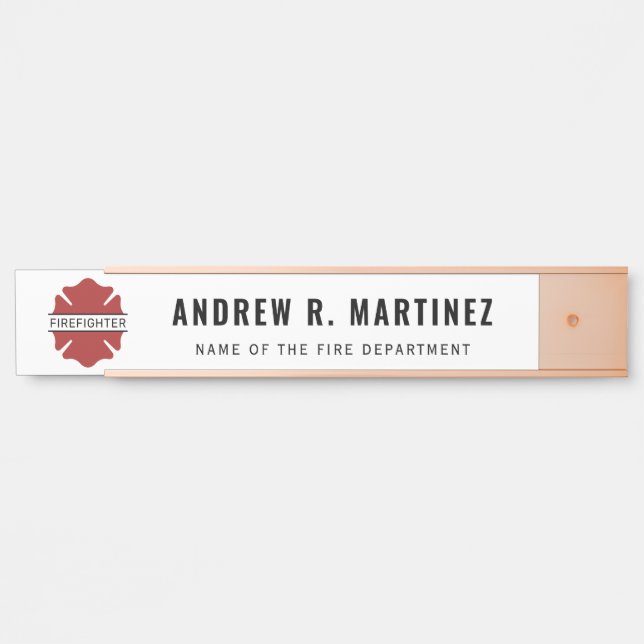 Personalised Firefighter Red Logo Symbol  Door Sign (Front)