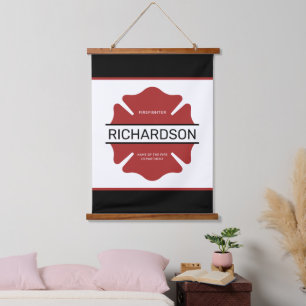 Personalised Firefighter Red Logo Symbol Hanging Tapestry