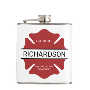Personalised Firefighter Red Logo Symbol  Hip Flask