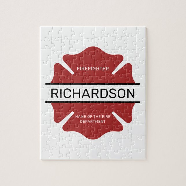 Personalised Firefighter Red Logo Symbol  Jigsaw Puzzle (Vertical)