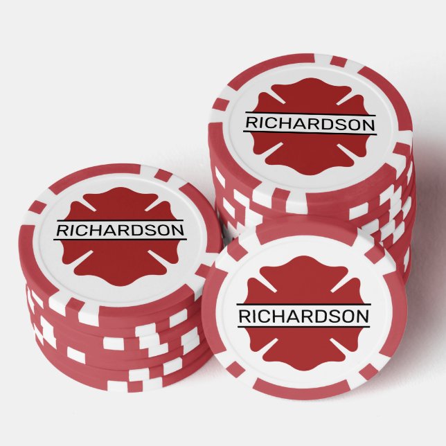 Personalised Firefighter Red Logo Symbol  Poker Chips (Stack)