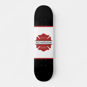 Personalised Firefighter Red Logo Symbol Skateboard