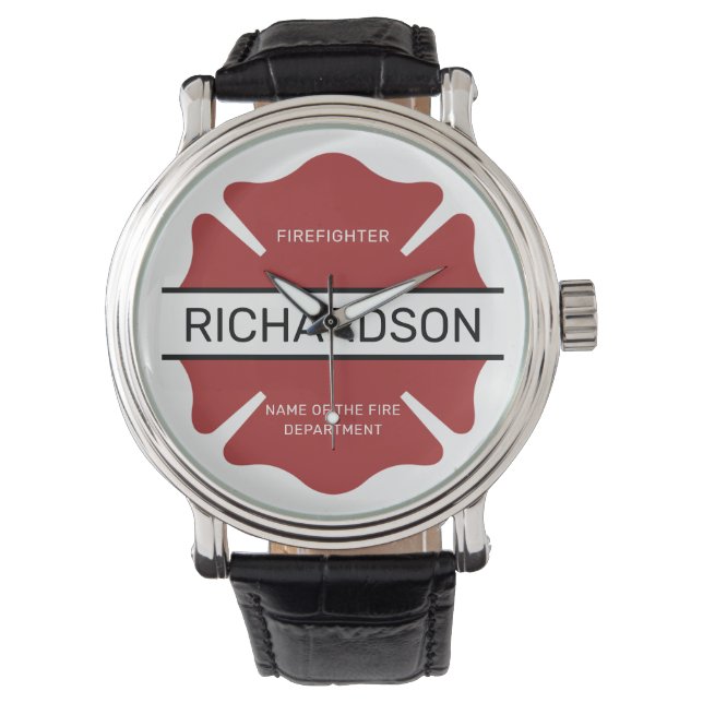 Personalised Firefighter Red Logo Symbol  Watch (Front)