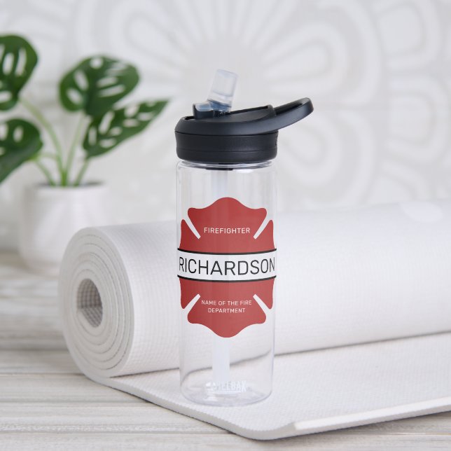 Personalised Firefighter Red Logo Symbol  Water Bottle (Yoga)