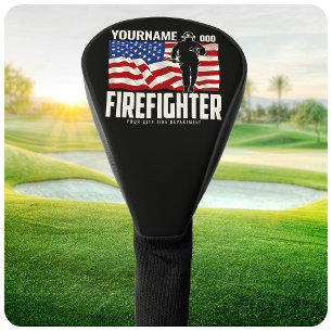 Personalised Firefighter Rescue USA Flag Patriotic Golf Head Cover
