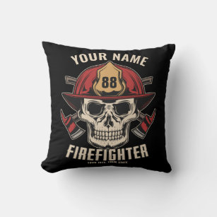 Personalised Firefighter Skull Fireman Fire Dept Cushion