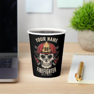 Personalised Firefighter Skull Fireman Fire Dept Paper Cups