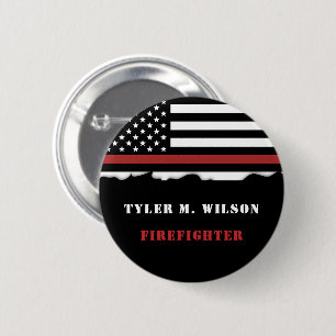 Personalised Firefighter Thin Red Line Fire Rescue 6 Cm Round Badge