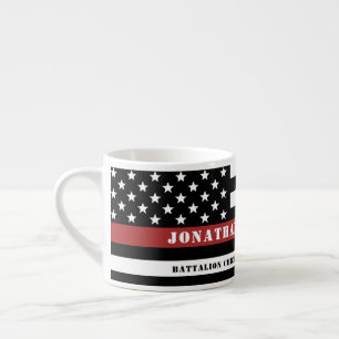Personalised Firefighter Thin Red Line Fire Rescue Espresso Cup