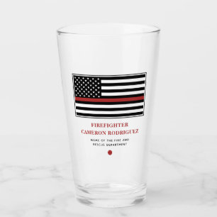 Personalised Firefighter Thin Red Line Fire Rescue Glass