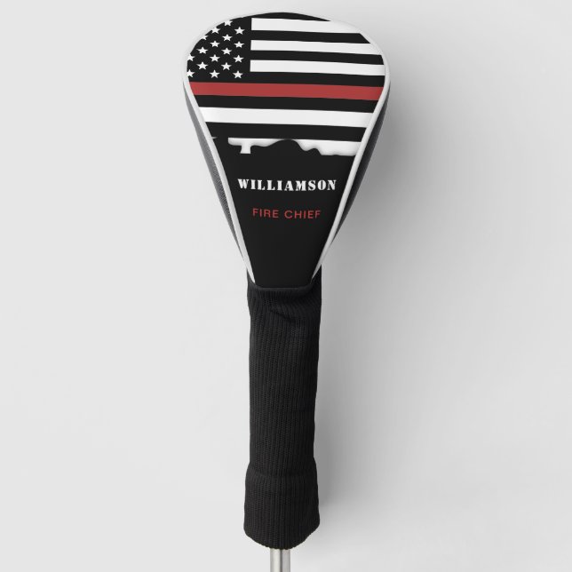 Personalised Firefighter Thin Red Line Fire Rescue Golf Head Cover (Front)