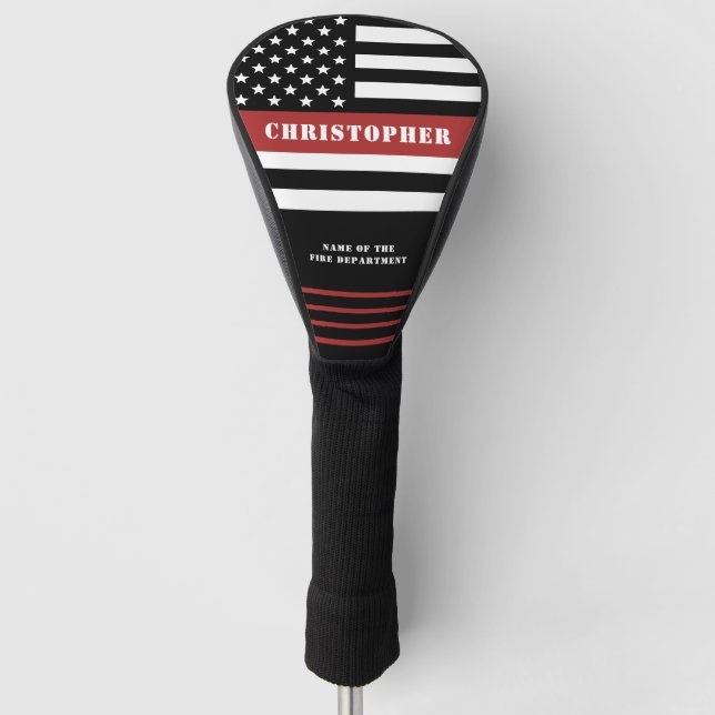 Personalised Firefighter Thin Red Line Fire Rescue Golf Head Cover (Front)