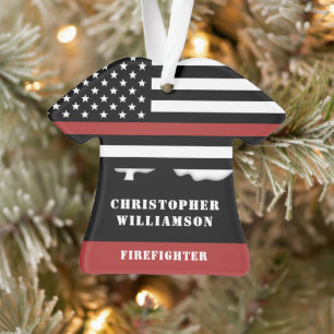 Personalised Firefighter Thin Red Line Fire Rescue Ornament