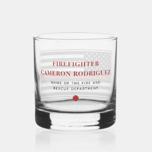 Personalised Firefighter Thin Red Line Fire Rescue Whiskey Glass