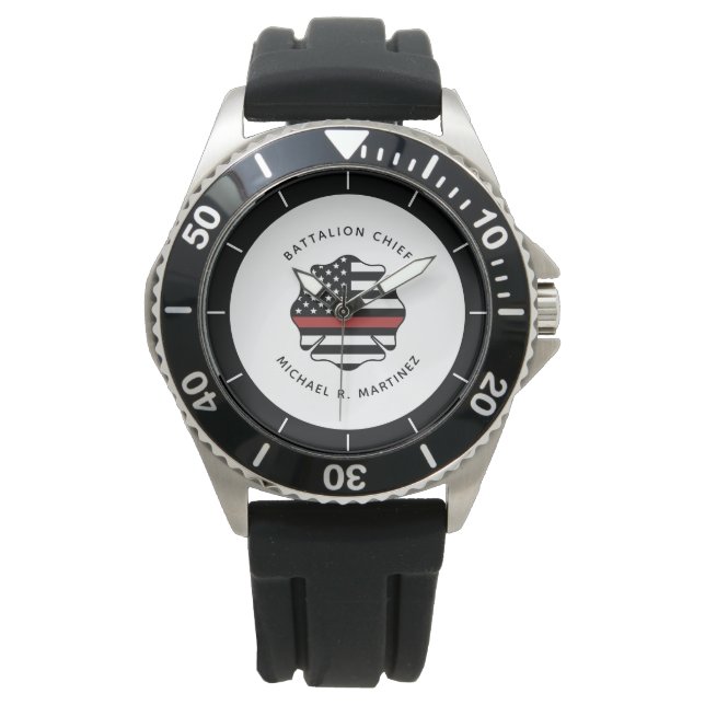 Personalised Firefighter Thin Red Line Flag Watch (Front)
