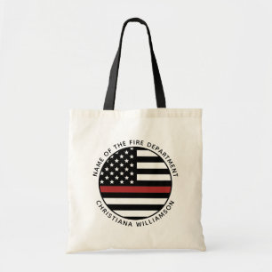 Personalised Firefighter Thin Red Line USA Flag Tote Bag