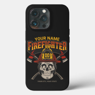 Personalised Fireman Skull Helmet Axe Firefighter  iPhone 13 Pro Case