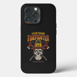 Personalised Fireman Skull Helmet Axe Firefighter iPhone 13 Pro Case
