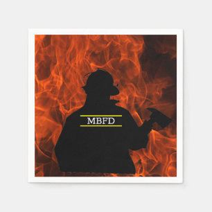 Personalised Firemen and Flames Napkins