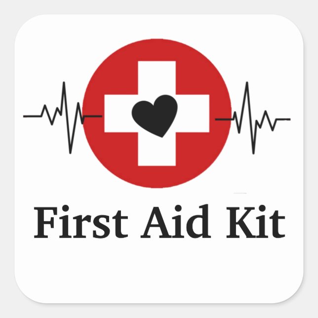 Personalised first aid kit square sticker (Front)