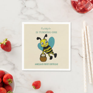 Personalised first birth year 1st birthday party napkin