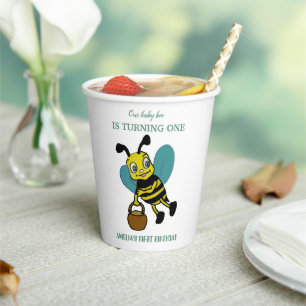 Personalised first birth year 1st birthday party paper cups