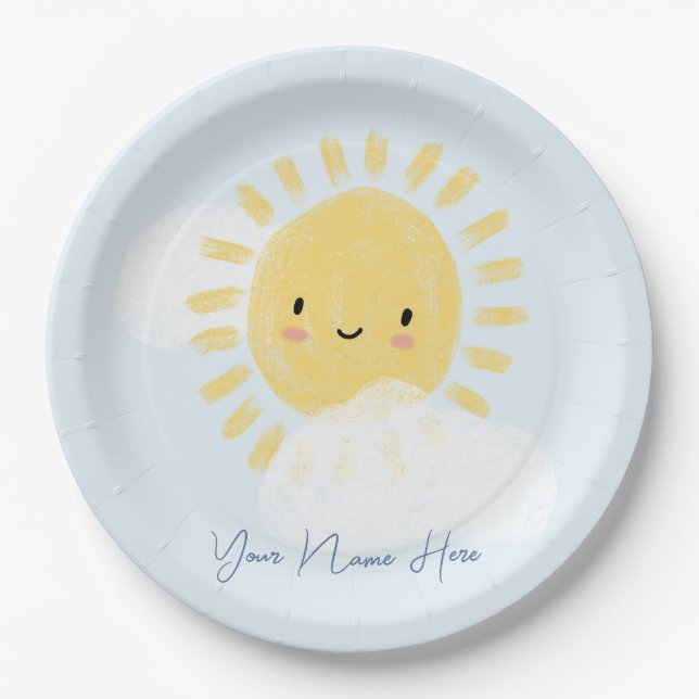 Personalised First Birthday Baby Shower Sunshine Paper Plate (Front)