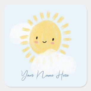 Personalised First Birthday Baby Shower Sunshine Square Sticker