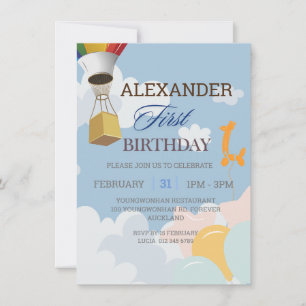 Personalised First Birthday Blue Invitation