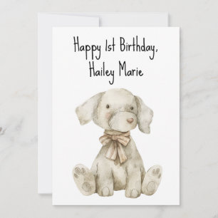 Personalised First Birthday Stuffed Toy Dog  Card
