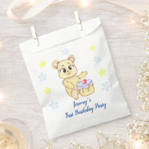 Personalised First Birthday Teddy Bear Boy  Favour Bags