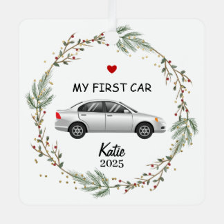 Personalised First Car Photo, My New Car sliver Metal Tree Decoration