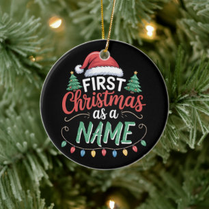 Personalised First Christmas As A Family Matching  Ceramic Tree Decoration
