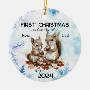 Personalised First Christmas as a Family of 3 Ceramic Tree Decoration