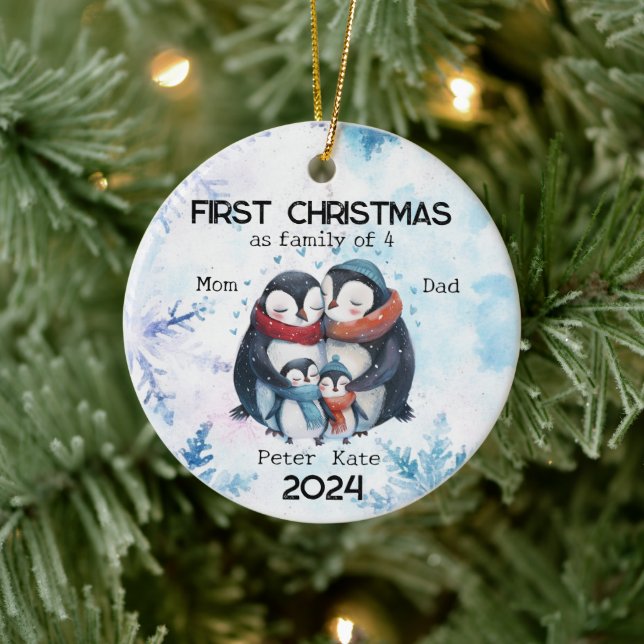 Personalised First Christmas as a Family of 4 Ceramic Tree Decoration (Tree)