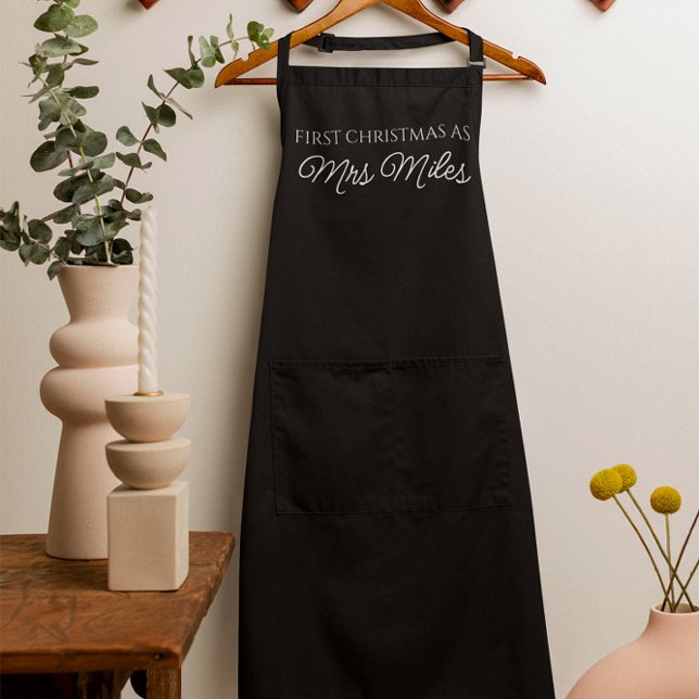 Personalised 'First Christmas as a Mrs.' Surname Apron (Personalized 'First Christmas as a Mrs.' Surname Apron)