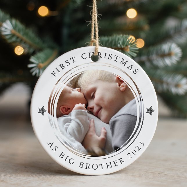 Personalised First Christmas as Big Brother Photo Ceramic Tree Decoration (Creator Uploaded)