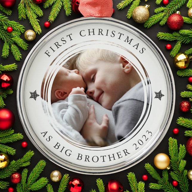 Personalised First Christmas as Big Brother Photo Metal Tree Decoration (Creator Uploaded)