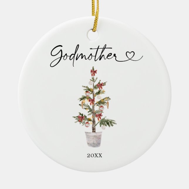 Personalised First Christmas As Godmother Ornament (Front)