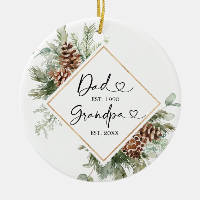 Personalised First Christmas As Grandfather Gift Ceramic Tree Decoration (Front)