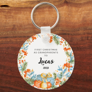 Personalised First Christmas As Grandparents Key Ring
