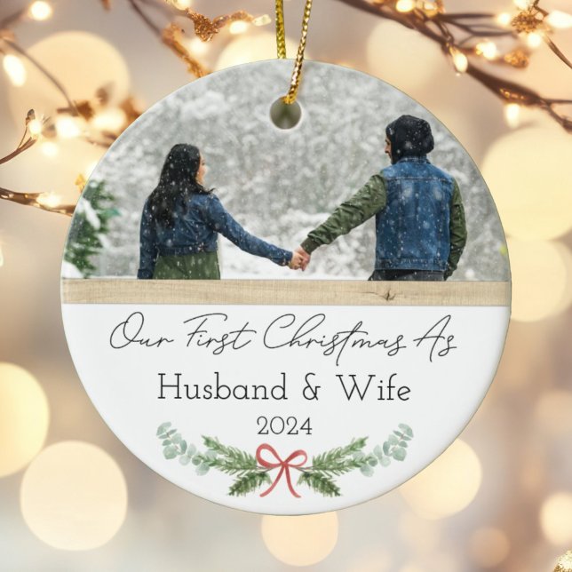 Personalised First Christmas As Husband & Wife Ceramic Tree Decoration (Creator Uploaded)