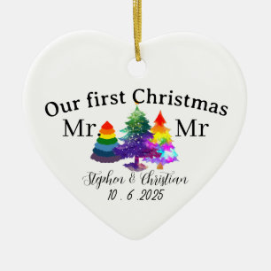 Personalised First Christmas As Mrs & Mrs Ceramic Tree Decoration