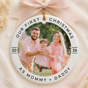 Personalised First Christmas as Parents Photo Ceramic Tree Decoration